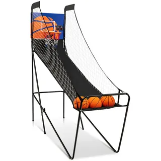 Costway Arcade-Basketballspiel klappbar, Basketballautomat mit elektronischem Scorer, Buzzer, 3 Basketbaellen und Pumpe