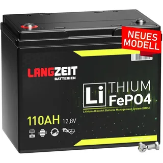 Lithium Batterie 12V 110Ah LiFePO4 Akku Wohnmobilbatterie Solar Boot statt 100Ah