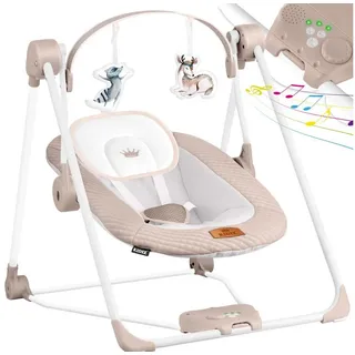 Kidiz KIDIZ® Babywippe Babyschaukel mit 5 Geschwindigkeitseinstellungen zusammenklappbarer Baby Wippe Schaukel Babyhochstuhl mit Spielbogen Spielzeugen 5 beruhigende Naturgeräusche neugeborene