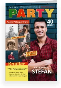 Einladungskarte 40. Geburtstag: Pop Magazin 40 mit Fotos
