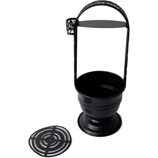 Brace Hookah - Kohlekorb/Kohlebehälter für Shisha/Wasserpfeife, schwarz - 35 cm, Holzkohlekorb mit Zangenhalter, hitzebeständig, mit herausnehmbaren Gitter