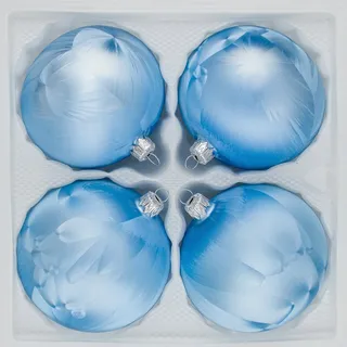 Christbaumkugeln-24.de 4 TLG. Glas-Weihnachtskugeln Set 10cm Ø in Ice Blau Eislack - Christbaumkugeln - Weihnachtsschmuck-Christbaumschmuck 10cm Durchmesser