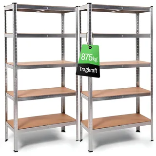 Ondis24 Steckregal Metall 90 x 40 x 180 cm grau/silberfarben 5 Fachböden