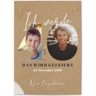 40. Geburtstag Einladungen Weiß online gestalten und bestellen - Große Zahlen - 40 | Wunderkarten.de