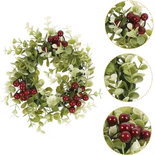 YARNOW 2stücke Kerzenringe Dekorative Blumenkränze Für Tisch Party Kunstblumen-Halo Mit Beeren Blättern Für Stimmungsvolle Tischdekoration