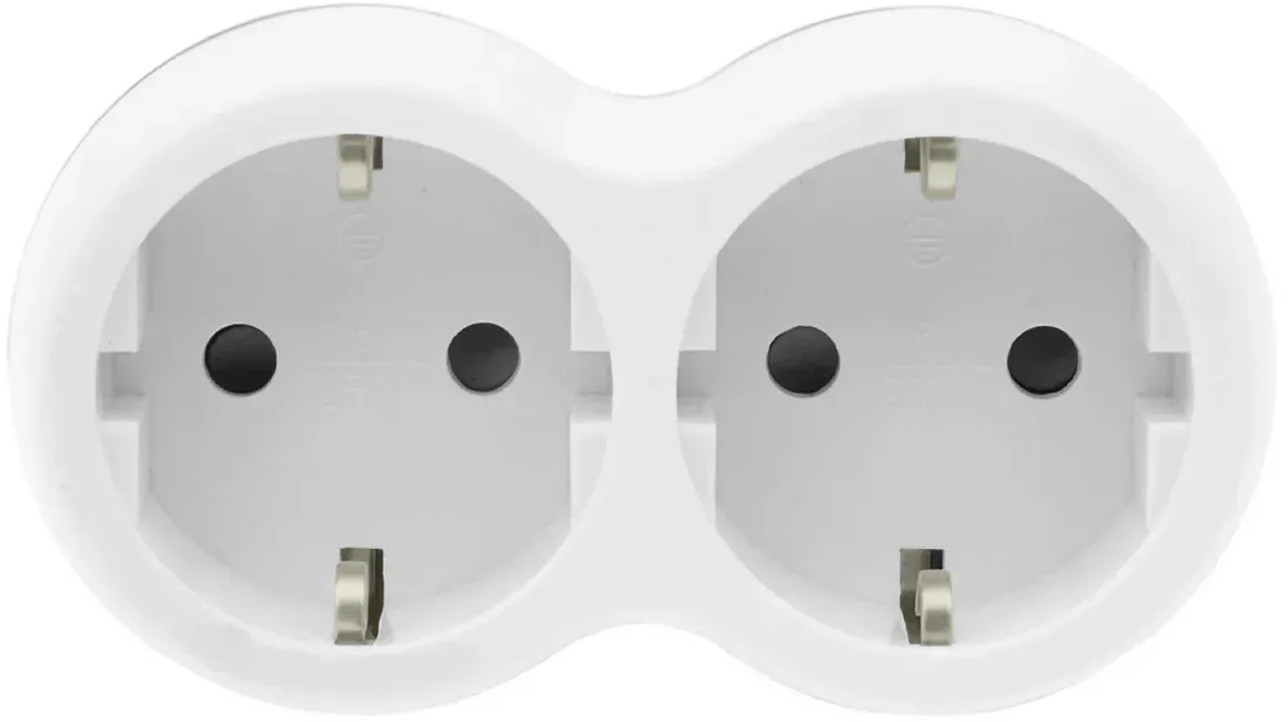 Zweifach Steckdosenadapter 2x Schuko 230V Grau-Weiß W-72004