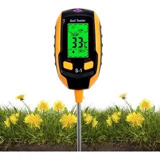 aiperq Boden-PH-Messgerät, 4-in-1-Digital-Boden-PH-Tester, Bodenfeuchtigkeits-Licht-PH-Temperatur-Tester, Gartenwerkzeug-Sets für die Pflanzenpflege
