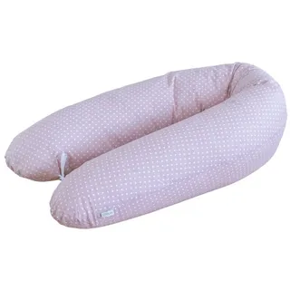 LOOLAY Schwangerschaftskissen - Stillkissen 190 cm - Seitenschläferkissen 100% Baumwolle - mit Abnehmbarem Bezug - Schwanger Kissen für Schlafen (Mini Punkte Rosa)