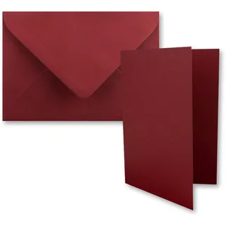 75x DIN B6 Faltkarten Set mit Umschlägen in Dunkelrot (Rot) - 120 x 170 mm - ideal für Einladungskarten, Hochzeit, Taufe, Kommunion, Konfirmation - Marke: FarbenFroh