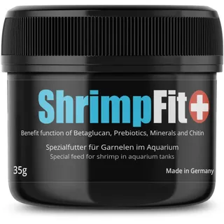 GlasGarten ShrimpFit | 35g – Spezialfutter für Ziergarnelen, Immunbooster für verbesserte Abwehrkräfte, enthält wichtige Wirkstoffe wie Beta-Glucane, Mineralien & Chitin