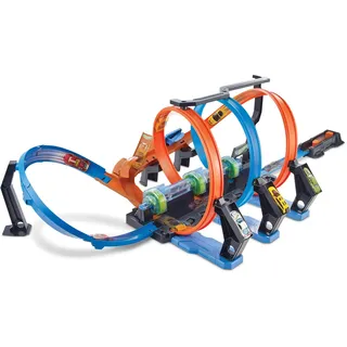 Hot Wheels Autorennbahn Korkenzieher, mit motorisierten Beschleunigern, 3 Looping Tracks und Kurven, inkl. 1 Spielzeugauto, Auto Spielzeug, Spielzeug ab 5 Jahre, FTB65