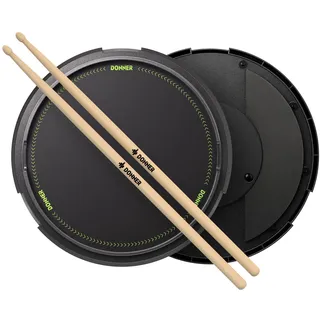Donner Snare-Drum-Übungspad und Sticks – Schlagzeug-Übungspad – leises Übungs-Drum-Pad mit abnehmbarer Snare-Simulation, 40 Melodie-Lektionen, 12 Zoll