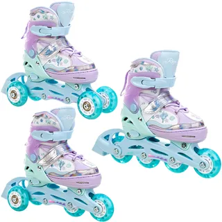 RAVEN 3in1 Inline Skates Triskates Rollschuhe Inliner für Kinder Mädchen verstellbar (Isla Violet, 30-33 (18,5cm-20,5cm))