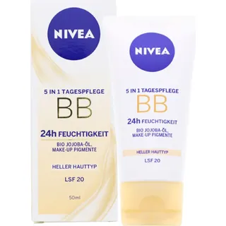 NIVEA 5in1 Tagespflege BB 24h Feuchtigkeit Heller Hauttyp LSF20 50ml, Make-up Pigmente