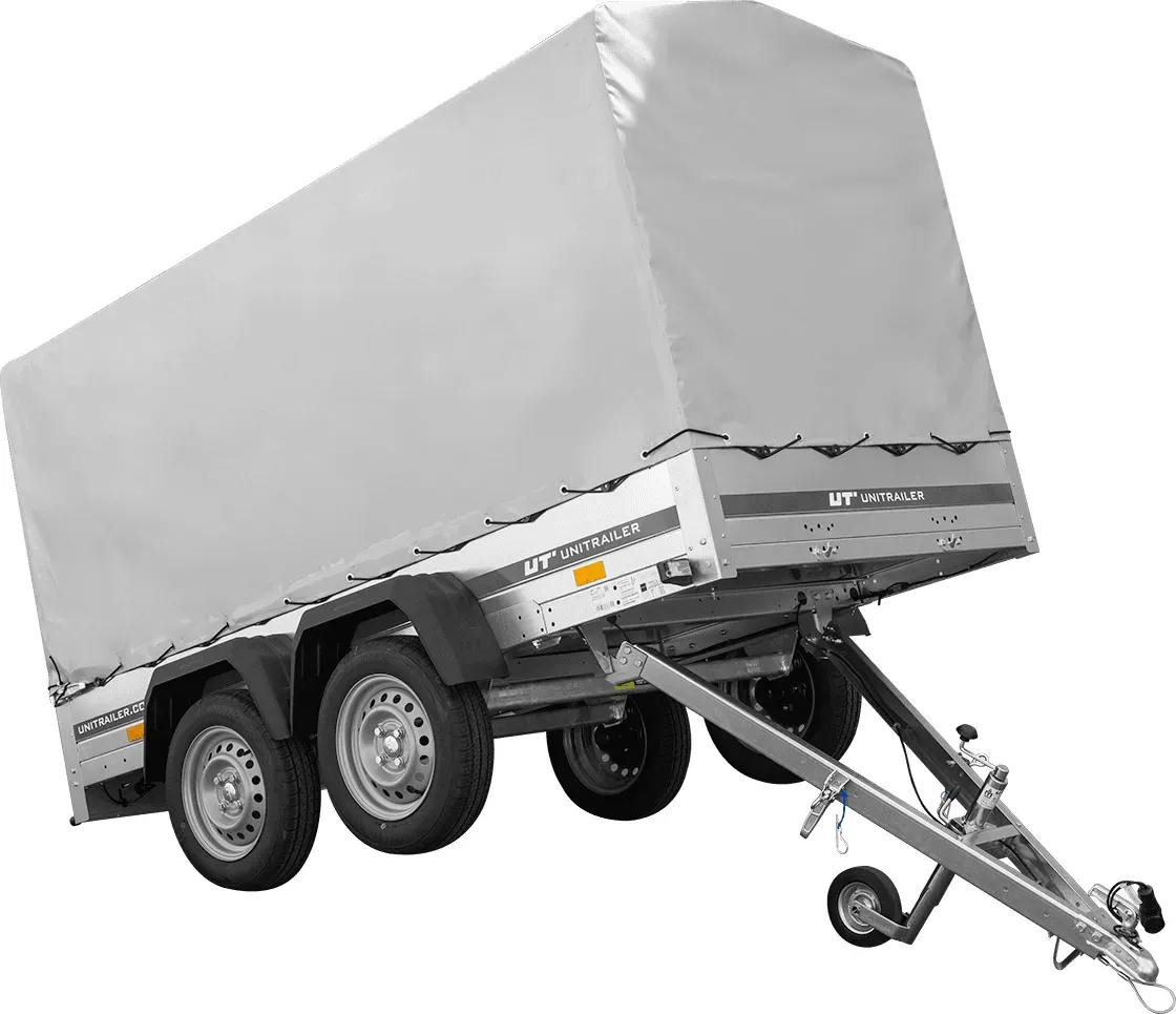 Der Anhänger Garden Trailer 264/2 KIPP MIT STÜTZRAD, H-1100-HOCHSPRIEGEL UND GRAUER PLANE