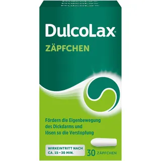 DulcoLax Zäpfchen gegen Verstopfung | 30 Stück | Abführmittel mit Bisacodyl | Befreien schnell und gut verträglich im Akutfall | Schnelle Wirkung nach ca. 15-30 Minuten | Gezielte Wirkung im Enddarm