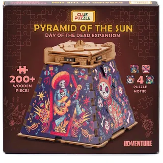 iDventure Cluepuzzle Tag der Toten Erweiterung - Holzpuzzle 200+ Teile - Escape Room Spiel - Geschenkbox - 4X Motive Puzzlegröße 20x12 cm - Holzpuzzles für Erwachsene - Geschenk - Hobby
