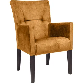 Armlehnstuhl HOME AFFAIRE "King", gold (goldgelb, buche wenge), B:60cm H:92cm T:65cm, Massivholz, Polyester, Stühle, Armlehnstuhl, Esszimmerstuhl mit Knopfheftung