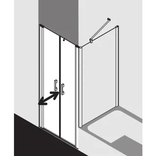 Kermi Pega Pendeltür PEPTD12020VUK 120x200cm, silber hochglanz ESG SR Opaco, auf Duschwanne