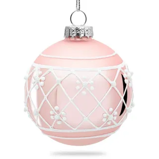 SIKORA Highlights 4er Set Christbaumkugeln aus Glas Rosa besondere Weihnachtskugel Christbaumschmuck, Farbe | Modell:Modell Wien rosa, Höhe in cm:8 cm