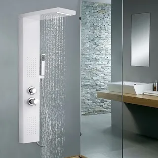 Yardin - Duschpaneel 304 Edelstahl Regendusche mit Wandhalterung Duschkopf Handbrause 4 in 1 Multifunktion mit Thermostat