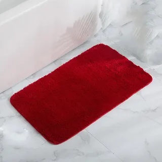 Badematte, rutschfester Badezimmerteppich, super saugfähige Fußmatte, Teppiche, ultraweiche Bodenmatte, Teppich für Badezimmer, Badewanne, Dusche, Zuhause (60 x 90 cm, rot)