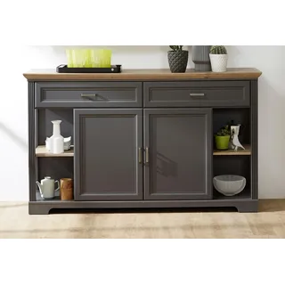 Innostyle Sideboard »Jasmin« Breite 171 cm, 2 Holztüren, 2 Schubkästen, 4 offene Fächere grau