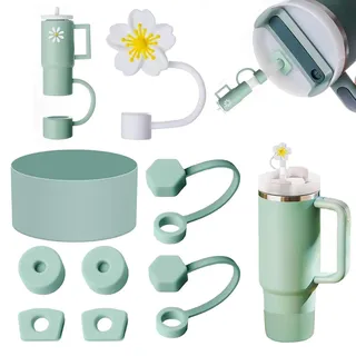 VIDSTW 9 Stück Stanley Cup Zubehör Stanley Cup Accessories Enthalten 4 Stanley Cup Auslaufschutz Stecker, 4 Stanley Cup Strohhalm Abdeckung, 1 Stanley-Cup Untersetzer Stanley Accessories