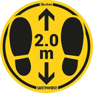 TarifoLD Fr 197856 - Warnaufkleber "Halten Sie Ihre Entfernung" | Markierung und Beschilderung auf rauen und unebenen Oberflächen | Ø 350 mm | gelb/schwarz, 2 Stück
