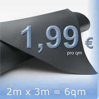 PVC Teichfolie 0,5mm schwarz in  2m x  3m - nur 1,99 Euro pro qm