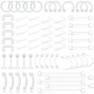 D.Bella Piercing-Set 65x Transparente Körperschmuck Piercing Retainer Set für verschiedene