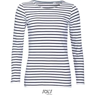 SOLS Damen T-Shirt langarm gestreift 01403 white/navy XXL