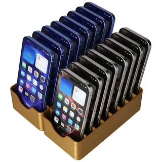 Feldherr Smartphone-Parkplatz Aufbewahrungsbox für bis zu 16 Handys - Handy-Garage und Halter für Klassenzimmer, Büros und Seminare - für alle gängigen Smartphones Sofort einsatzbereit, Farbe:Gold