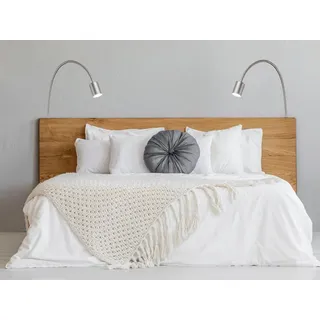 meineWunschleuchte 2er SET 2in1 Wandlampen Bettlampen Silber, Schwanenhals Leselampen