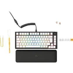 GLORIOUS GAMING GMMK Pro Black Slate 75% TKL, Gaming Tastatur, kabelgebunden, Schwarz (Barbone), Weiß (Keycaps)