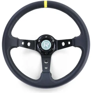 Sportlenkrad geschüsselt TYP 1 Echt Leder Schwarz 350mm für Momo Sparco