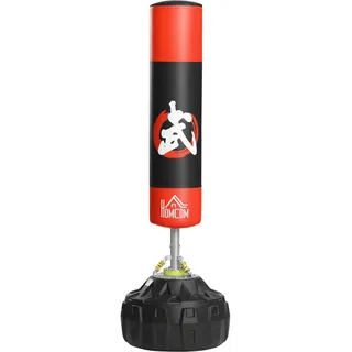 Homcom Standboxsack Erwachsene Freistehender Training mit Saugfuß Schwarz+Rot 60x60x180 cm