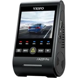 Viofo A229 Pro 2CH - 4K dual dashcam - Inclusief gratis cpl Filter - 2023 model (GPS-Empfänger, Eingebautes Mikrofon, Nachtsicht, Beschleunigungssensor, Eingebautes Display, WLAN), Dashcam, Schwarz