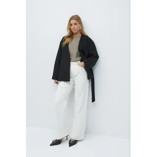 Gina Tricot - Belted short coat - kurzmäntel - Schwarz - L - Dame - Schwarz - L