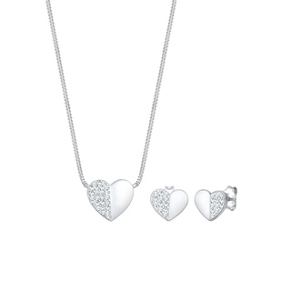 Elli Herz Liebe Kristalle 925 Silber Playful Schmuck-Set Damen