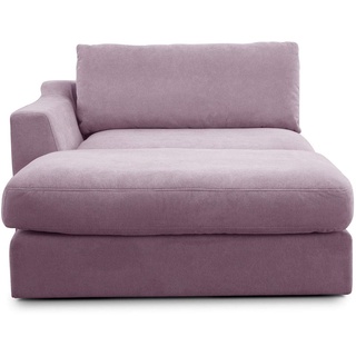 CAVADORE Sofa-Modul "Fiona" Longchair mit Armteil links / XXL-Recamiere passend zur Couchgarnitur Fiona / 139 x 90 x 199 / Webstoff flieder-lila