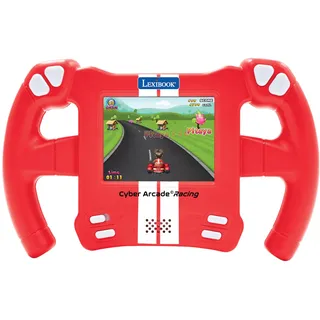 Lexibook Lexibook, Cyber Arcade Racing, Bewegungsgesteuerte Rennkonsole, 30 Renn-, Action- und Puzzlespiele, Steuerung durch Neigen, Rot, JL3150