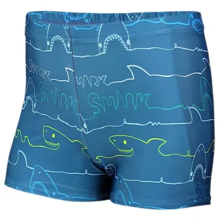 Aquarti Badehose mit Motiv – Schwimmhose Jungen Enganliegend, Badehosen für Jungen Schnell Trocknend, Farbe: Haie/Jeans, Größe: 116 - 116