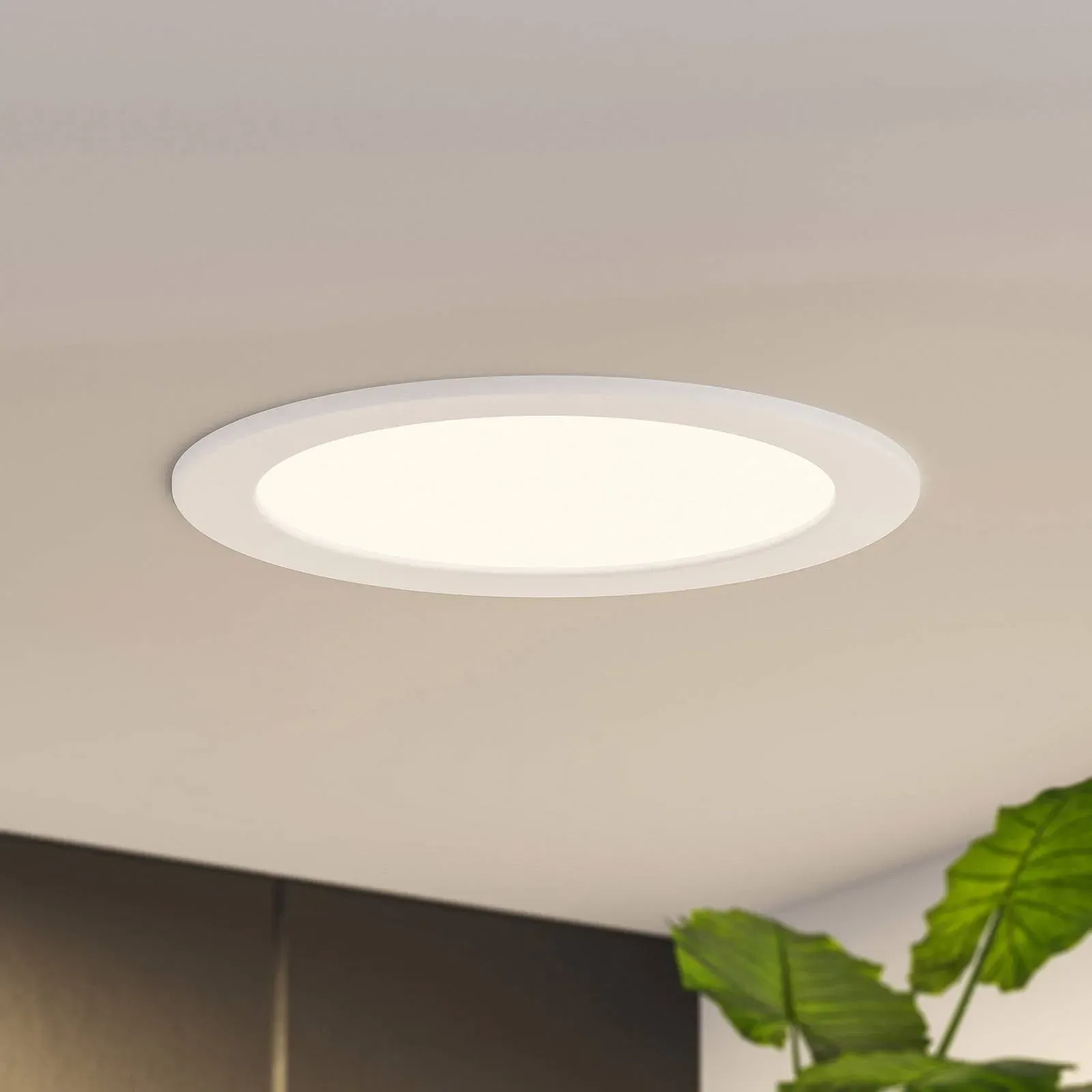 Prios LED-Einbaulampe Cadance, weiß, 22 cm, 3er-Set, CCT Cadance PRIOS, dimmbar, weiß / opal, für Badezimmer, Aluminium, Modern - 22 cm - 22 cm - 3.2 cm