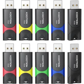 KOOTION 10 Stück USB Sticks 16GB Speichersticks Set USB 2.0 10 STK Memory Stick Metall 16G Thumb Drive 10er Pack Flash-Laufwerke Speicher Sticks 16 Gbyte Flash Sticks USB Flash Drives Bunt