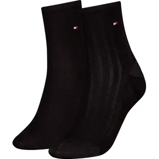 Tommy Hilfiger Damen, Kurzsocken Shine 2er Pack - schwarz - 39|40|41|42