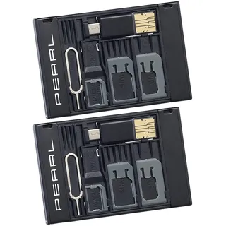 PEARL SIM Adapter: 2er-Set SIM-Karten-Organizer mit microSD-Card-Reader für USB OTG (SIM Kartenhalter, Simkartenadapter, Tablet Halterung)