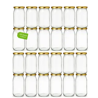 Einmachgläser mit schraubdeckel 900 ml 24er Set mit goldenen Deckel fi82 Einmachglas Einweckgläser - Vorratsgläser Glas luftdicht Twist Off - für Gurken Paprika Kompott Marmelade Honig Einmachen