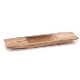 creedwood Teak Holz Schale Barco 50 | Teakholz, 50 cm | Naturholzschale, Teakschale, Wurzelholzschale, Holz Tablett, längliche Holzschale, Teakholzschale