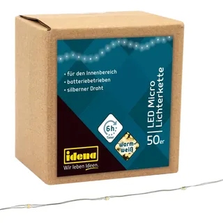 IDENA Lichterkette 50 LED Micro Lichterkette LED,warmweiß, 6h-Timer (0.09 m